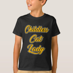 Barnlös kattdamens roliga design t shirt