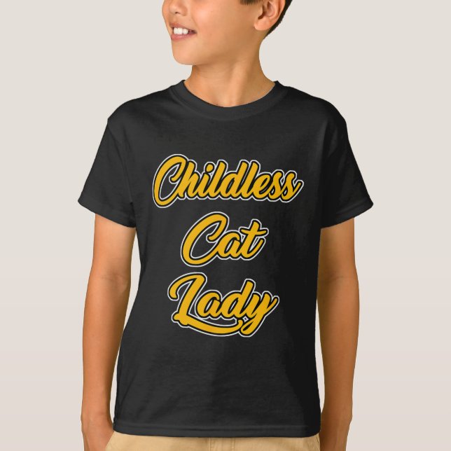 Barnlös kattdamens roliga design t shirt (Framsida)