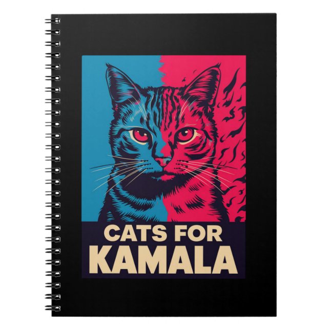 Barnlösa Cat Dam är Voting Kamala Harris 2024 Anteckningsbok (Framsidan)