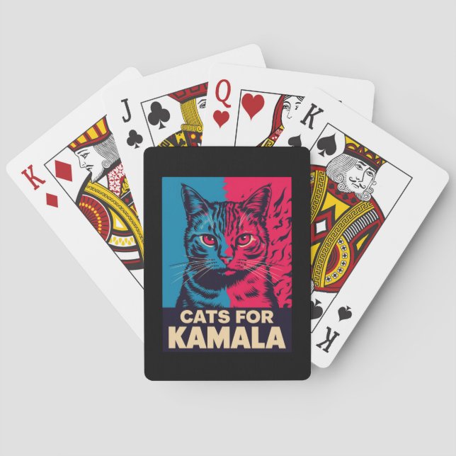Barnlösa Cat Dam är Voting Kamala Harris 2024 Casinokort (Baksidan)