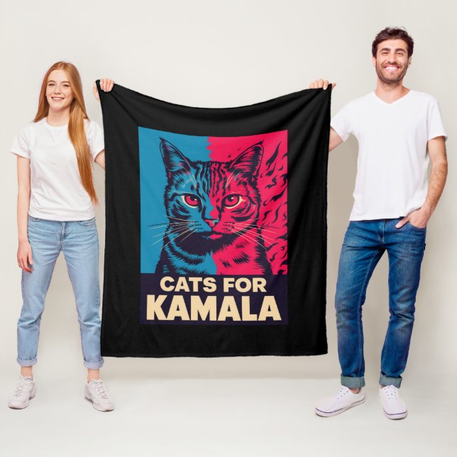 Barnlösa Cat Dam är Voting Kamala Harris 2024 Fleecefilt (På plats)