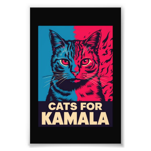 Barnlösa Cat Dam är Voting Kamala Harris 2024 Fototryck (Framsidan)
