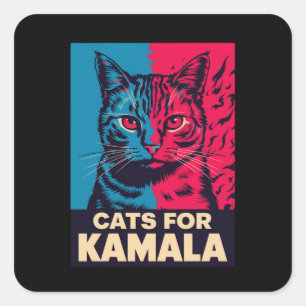 Barnlösa Cat Dam är Voting Kamala Harris 2024 Fyrkantigt Klistermärke