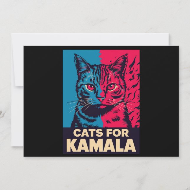Barnlösa Cat Dam är Voting Kamala Harris 2024 Inbjudningar (Framsida)