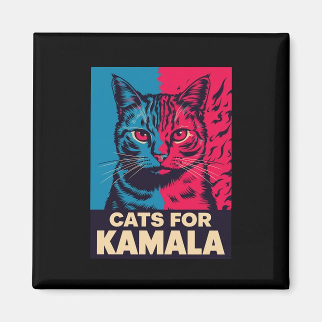 Barnlösa Cat Dam är Voting Kamala Harris 2024 Magnet (Framsidan)