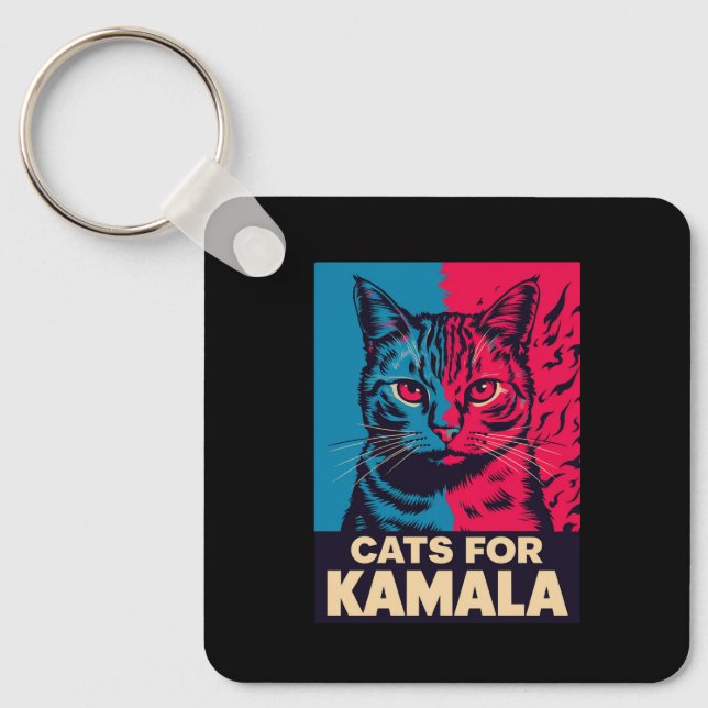 Barnlösa Cat Dam är Voting Kamala Harris 2024 Nyckelring (Framsida)
