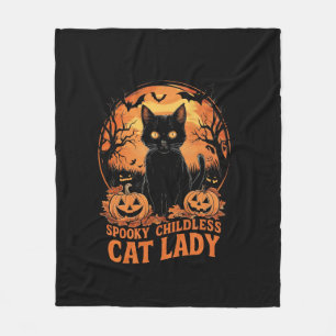 Barnlösa Cat Dam Halloween-taloky Witch-val Fleecefilt