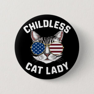 Barnlösa Cat Dam Kamala Harris 2024 Knapp
