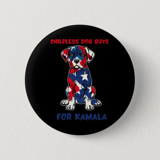 Barnlösa Hund för Kamala Harris 2024 Knapp (Framsida)