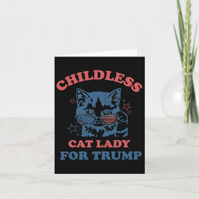 Barnlösa Katt Dam för Trump Funny 2024 Kort (Framsida)