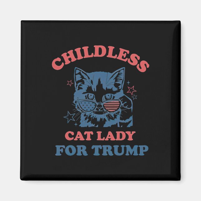 Barnlösa Katt Dam för Trump Funny 2024 Magnet (Framsidan)