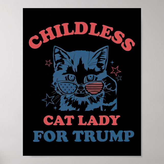 Barnlösa Katt Dam för Trump Funny 2024 Poster (Framsidan)