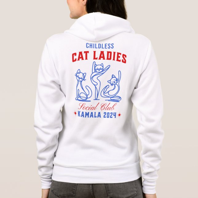 Barnlösa Katt Dam Kamala 2024 (Skriv ut på baksida T Shirt (Baksida)
