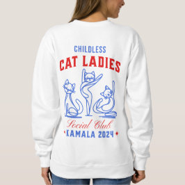 Barnlösa Katt Dam Kamala 2024 (Skriv ut på baksida T Shirt