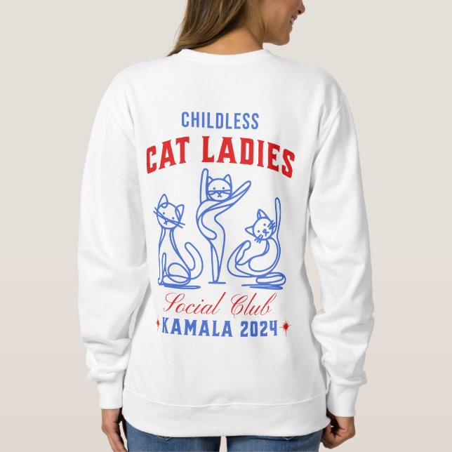 Barnlösa Katt Dam Kamala 2024 (Skriv ut på baksida T Shirt (Baksida)