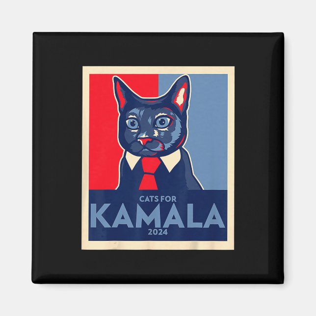 Barnlösa Katt Dam röstar Kamala Harris 2024 1 Magnet (Framsidan)