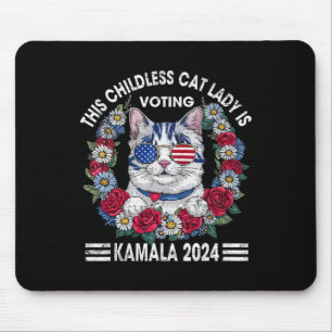 Barnlösa Katt Dam röstar Kamala Harris 2024 Musmatta