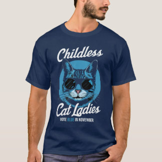 Barnlösa Katt-Dam Röstblådemokrater US 2024 T Shirt