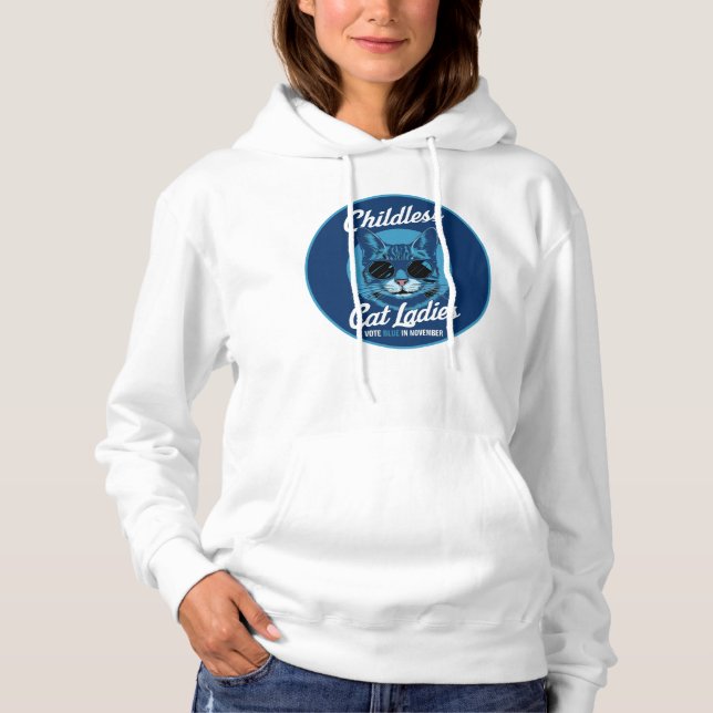 Barnlösa Katt-Dam Röstblådemokrater US 2024 T Shirt (Framsida)