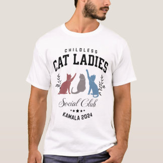 Barnlösa Katt Dam Social Klubb Kamala 2024 T Shirt