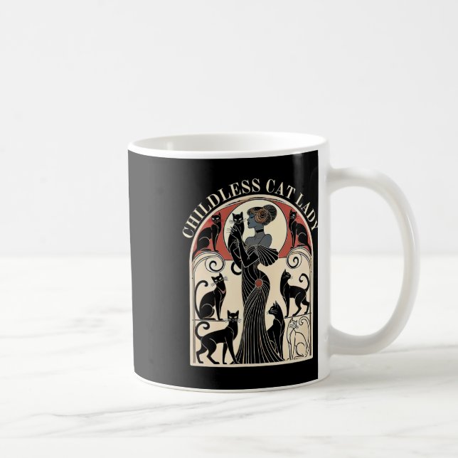 Barnlösa kattdamer kattkarma retro rolig  kaffemugg (Höger)