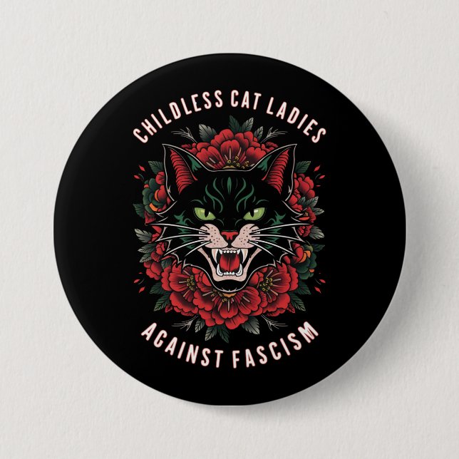 Barnlösa kattdamer mot fascism knapp (Framsida)