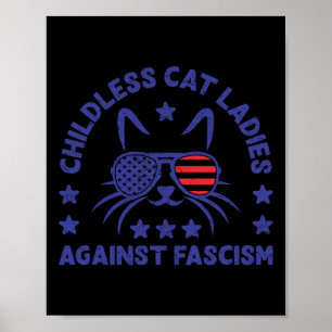 Barnlösa kattdamer mot fascism Rolig kattfeminist Poster
