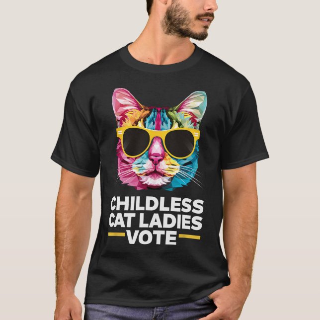 Barnlösa kattdamer röstar Blått 1  T Shirt (Framsida)