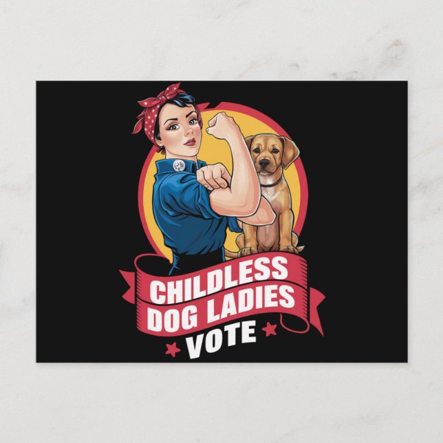 Barnlösa kattdamer röstar hund The Riveter Hund  Vykort (Framsida)
