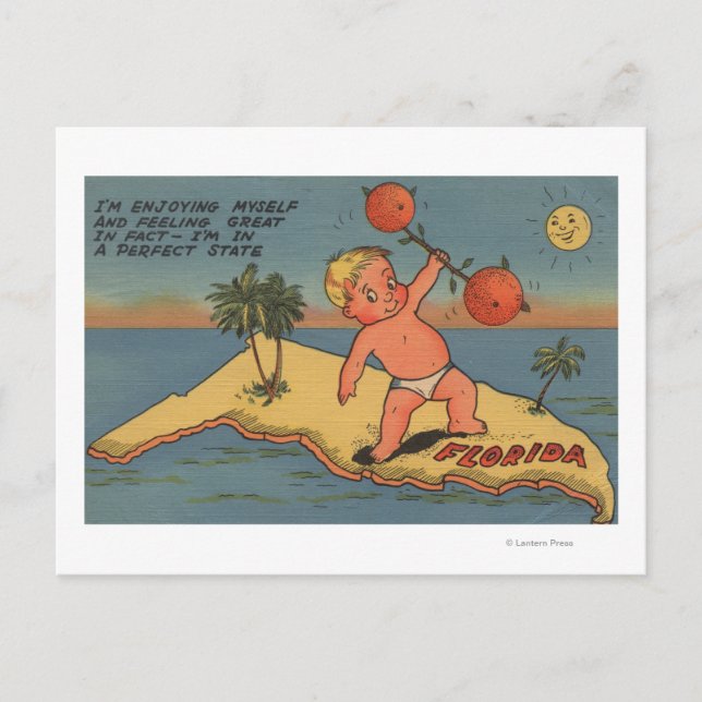 Barnlyftande skivstång av orangar vykort (Framsida)