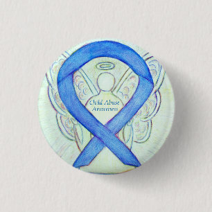 Barnmissbruk Blå medvetenhet Ribbon Angel Pin Knapp