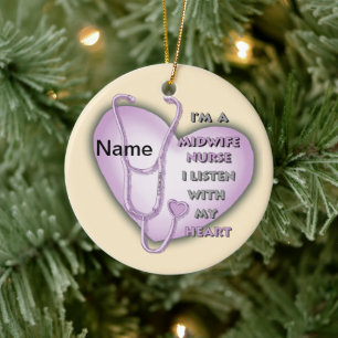 Barnmorska Nurse Lila Heart ornament
