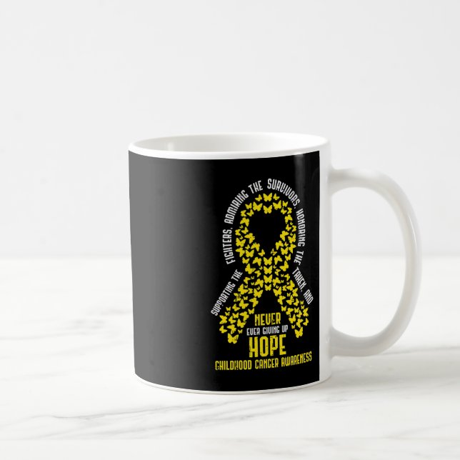 Barnomscancer Blått Ge aldrig upp hoppet Medvetet Kaffemugg (Höger)