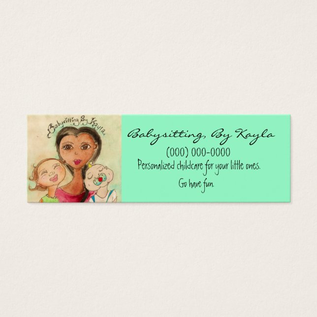 Barnomsorg/babysittande kort (Framsidan)