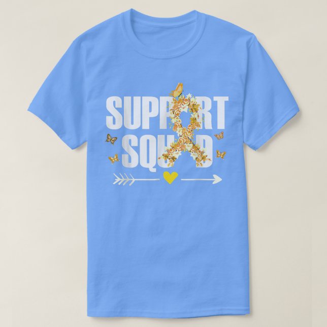 Barnomsorg Cancer Warrior Support Squad Guld Ribbo T Shirt (Design framsida)