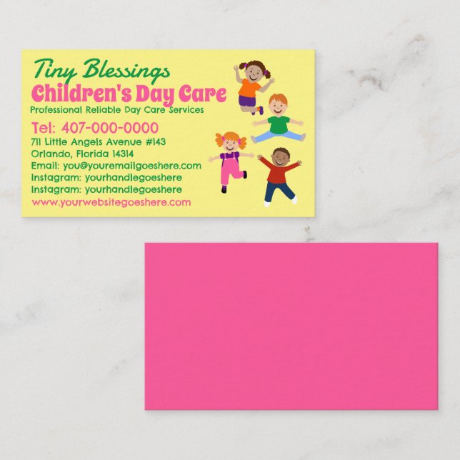 Barnomsorg Daycare Babysit Services Visitkort (Fram/baksida)