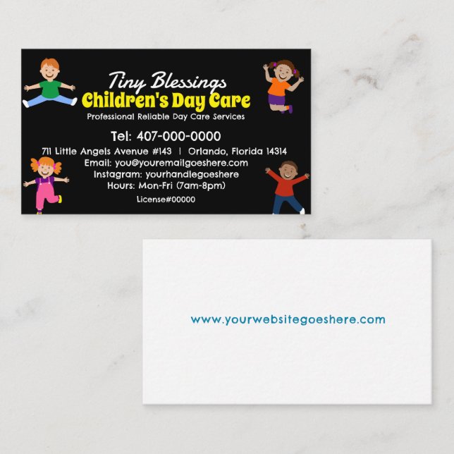 Barnomsorg Daycare Babysit Services Visitkort (Fram/baksida)