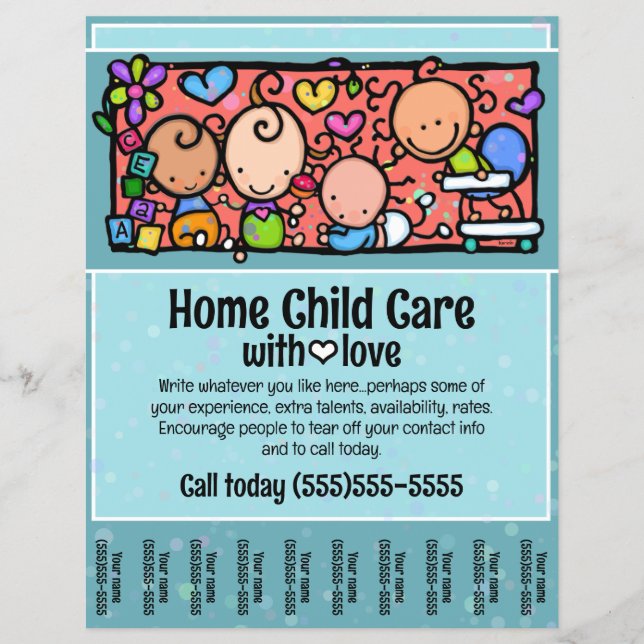 Barnomsorg för barn i hemmet i Lakan Reklamblad (Framsidan)