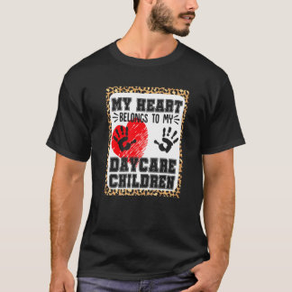 Barnomsorg Heart Daycare Children Leopard T Shirt