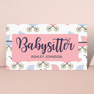 Barnomsorg Nanny Babywatch Barnvagn Calligraphy Visitkort