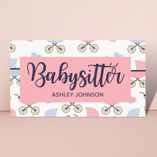 Barnomsorg Nanny Babywatch Barnvagn Calligraphy Visitkort (Skapare uppladdad)