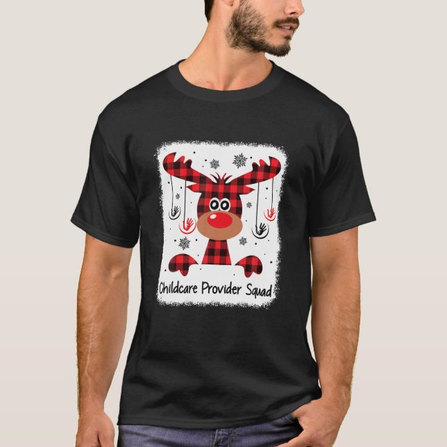 Barnomsorg Squad Funny Red Play Reindeer T Shirt (Framsida)