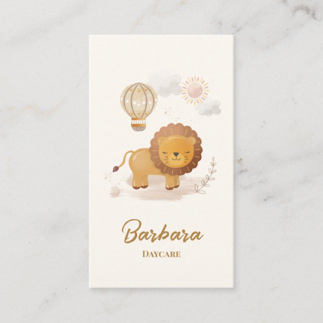 Barnomsorgsbarn Babyvvakt Daycare Lejon QR CODE Visitkort (Framsida)