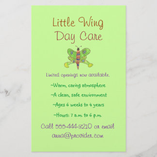 Barnomsorgsflygare för fjäril-tema flygblad