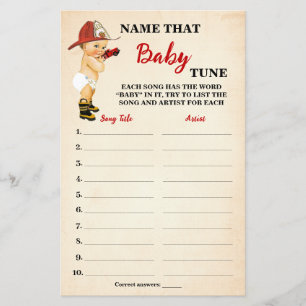 Barnomsorgskort i Namn Baby Tune Baby Shower Game Flygblad