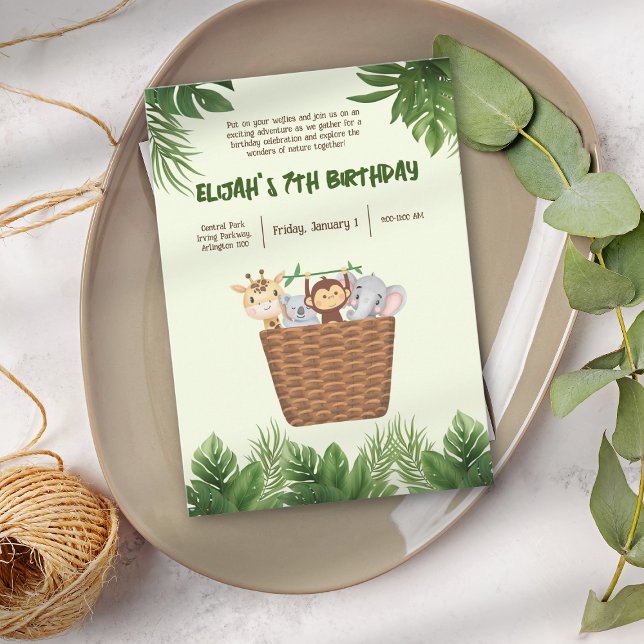 Barnpark Grön Natur Djur Söt Födelsedag Inbjudningar (Skapare uppladdad)