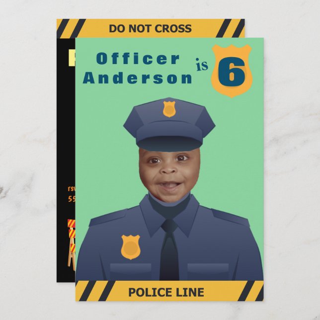 Barnpolis Birthday Inbjudningar (Fram/baksida)