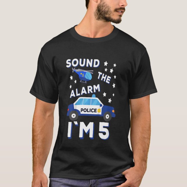 Barnpolis, helikopter Ljud, larmet jag är 5 polise T Shirt (Framsida)
