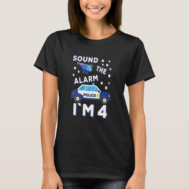 Barnpolis Ljud Alarm I är 4 poliser T Shirt (Framsida)