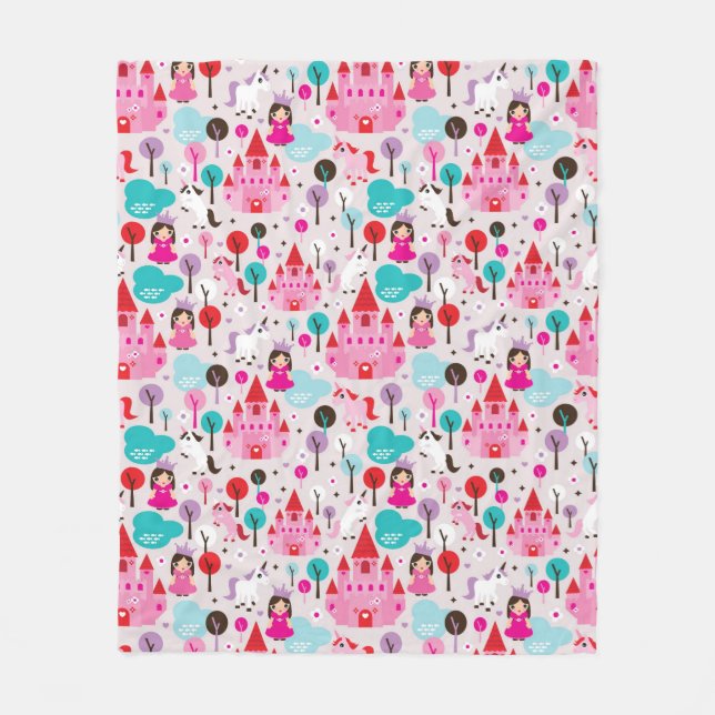 Barnprinsessans castle och Unicorn Fleecefilt (Framsidan)